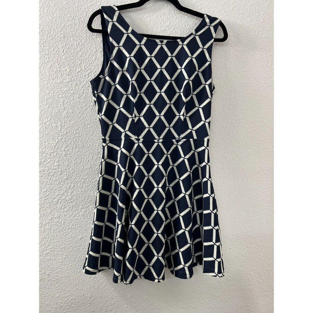 Blu Pepper Casual Club Blue Mini Dress Size M Back‎ Bow Fit & Flare Skater